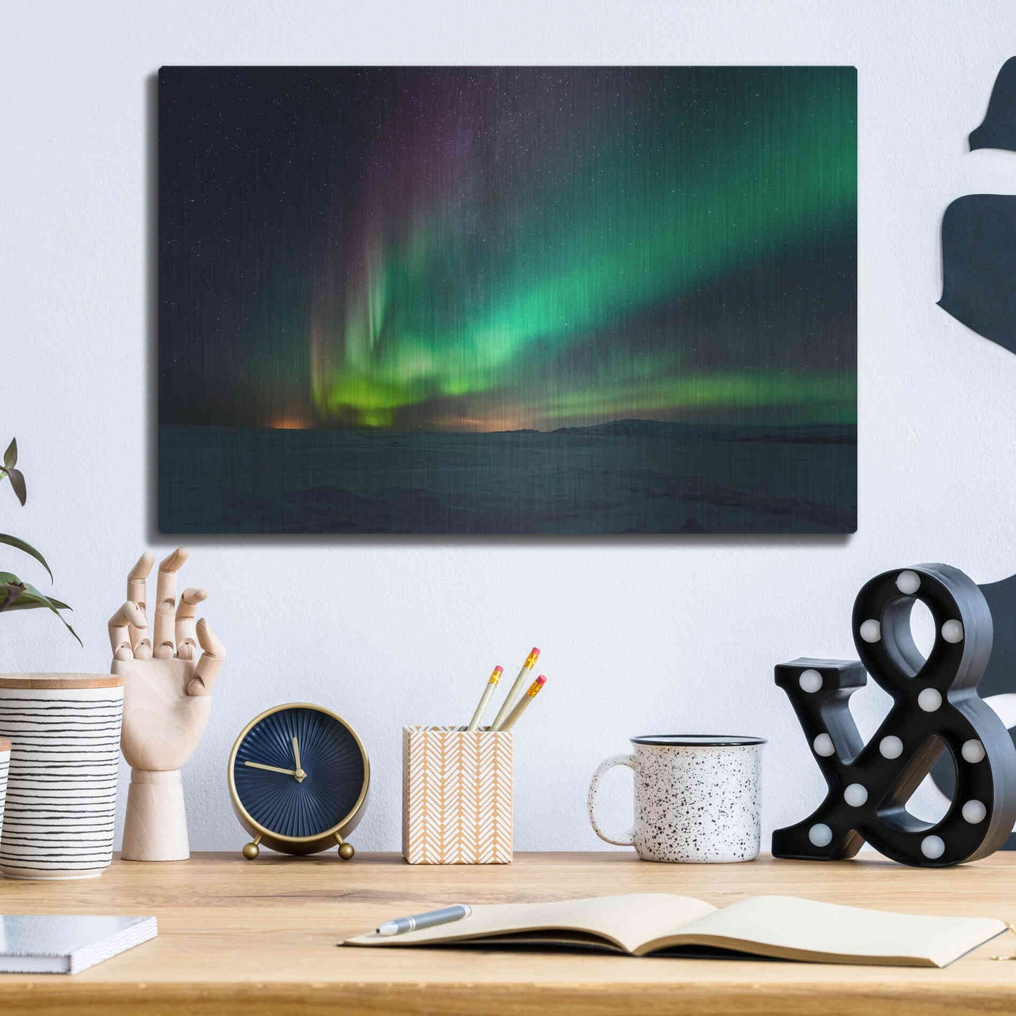 Luxe Metal Art 'Northern Lights Aurora Borealis 3' by Luxe Portfolio, Metal Wall Art,16x12