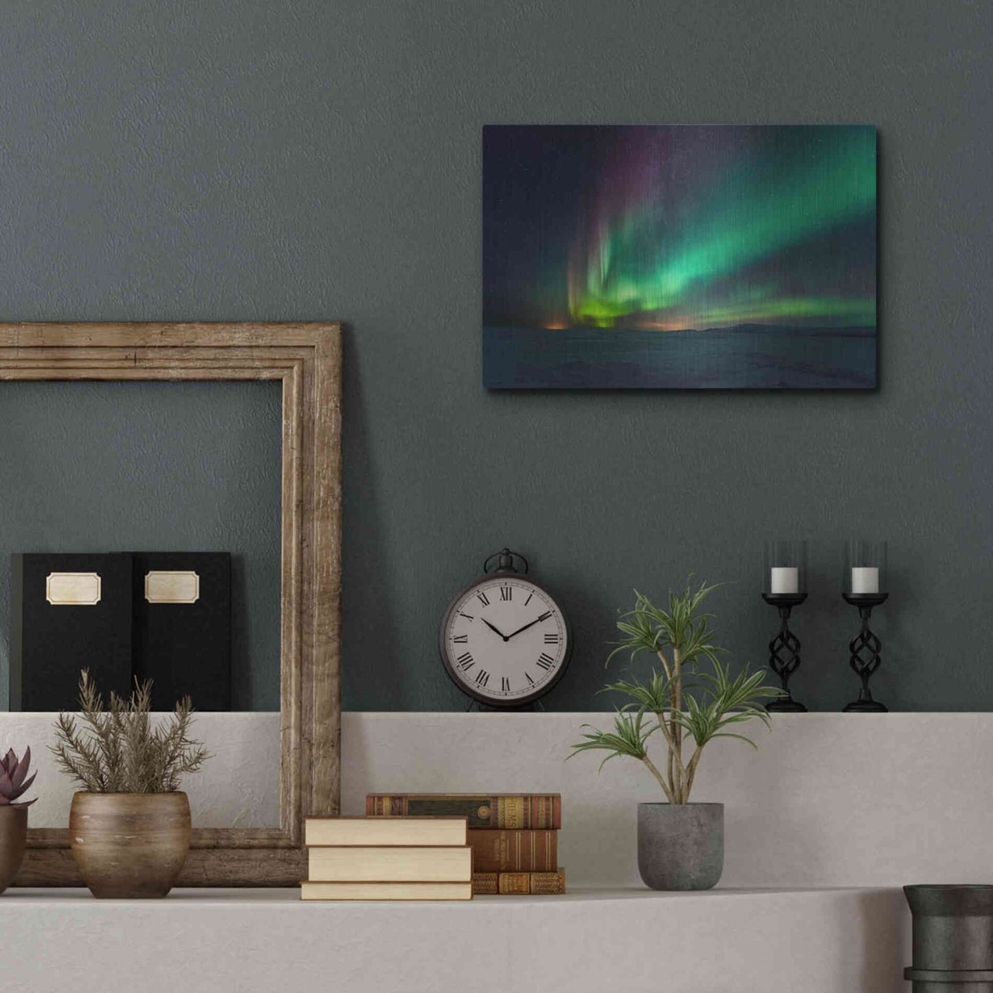 Luxe Metal Art 'Northern Lights Aurora Borealis 3' by Luxe Portfolio, Metal Wall Art,16x12