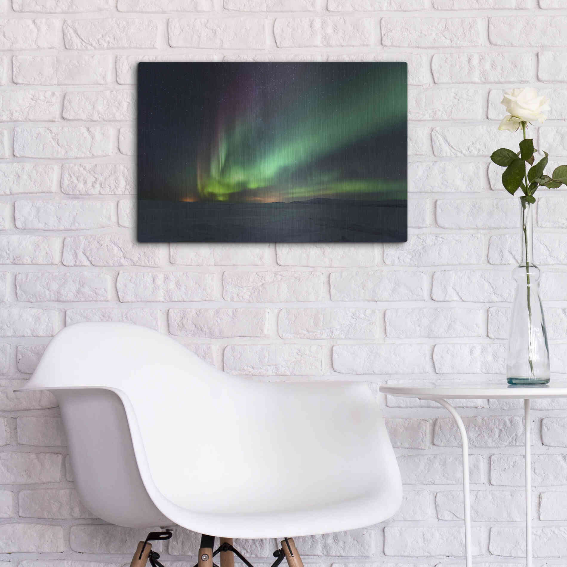 Luxe Metal Art 'Northern Lights Aurora Borealis 3' by Luxe Portfolio, Metal Wall Art,24x16