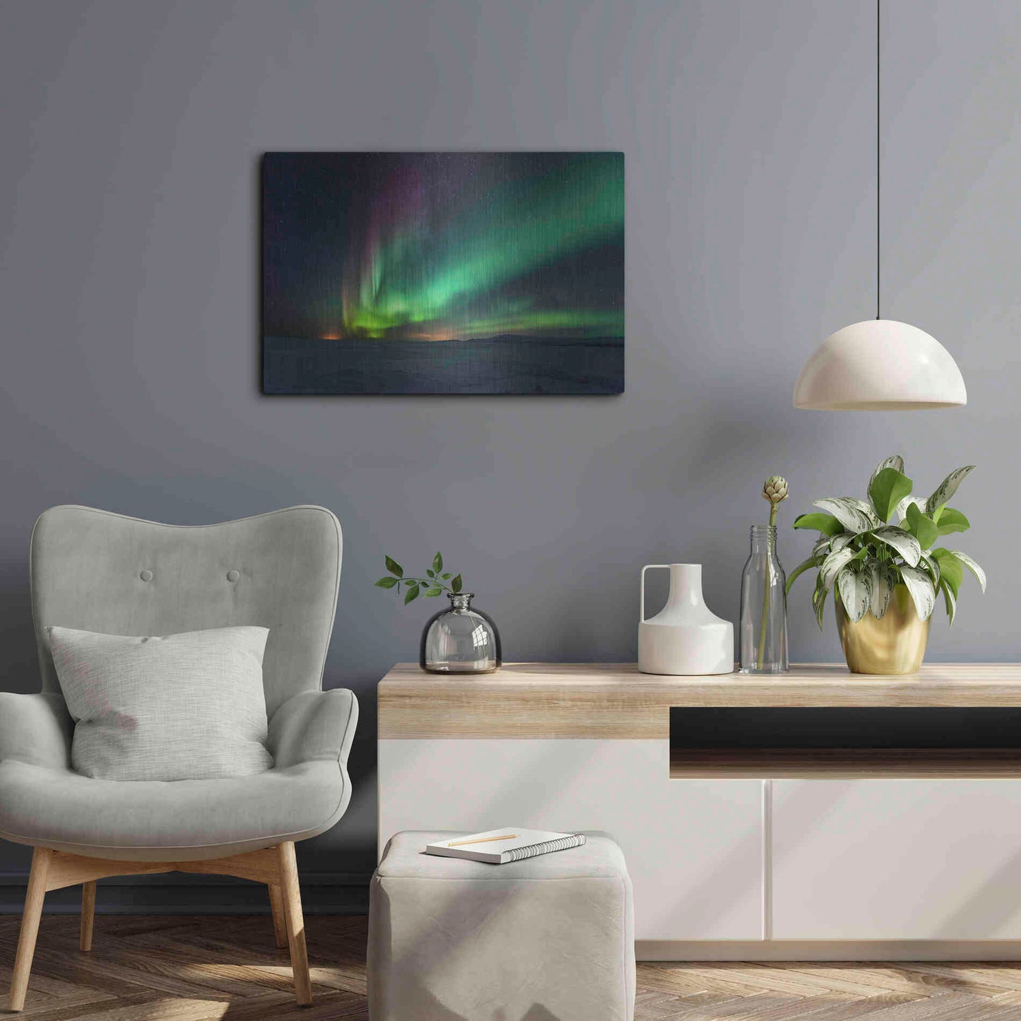 Luxe Metal Art 'Northern Lights Aurora Borealis 3' by Luxe Portfolio, Metal Wall Art,24x16