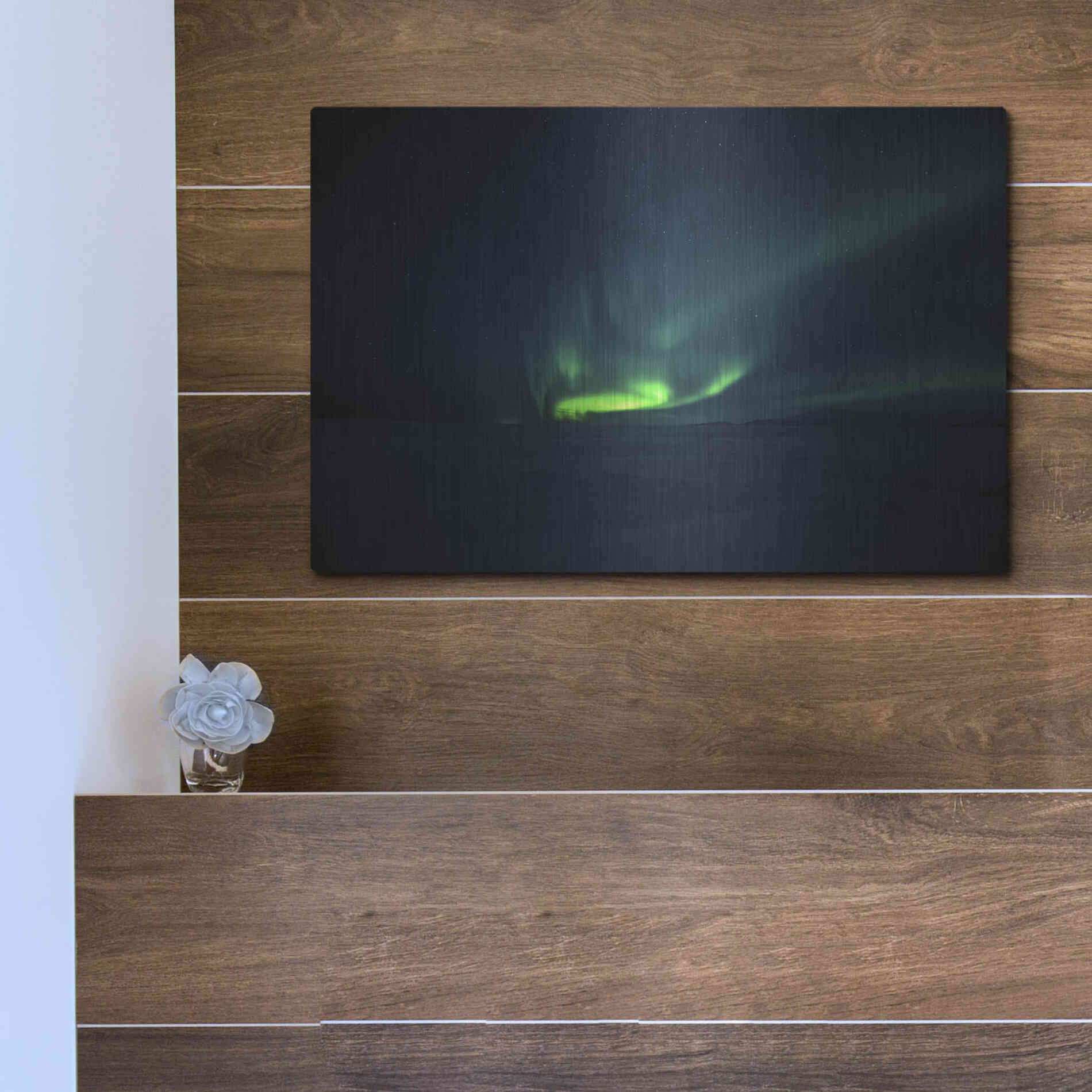 Luxe Metal Art 'Northern Lights Aurora Borealis 4' by Luxe Portfolio, Metal Wall Art,16x12