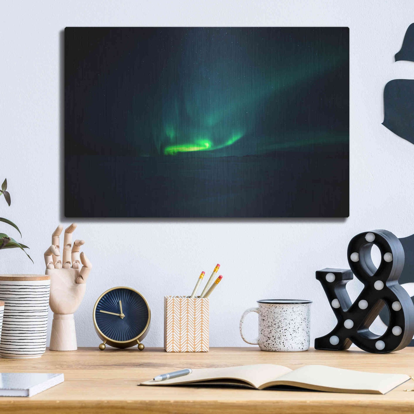 Luxe Metal Art 'Northern Lights Aurora Borealis 4' by Luxe Portfolio, Metal Wall Art,16x12