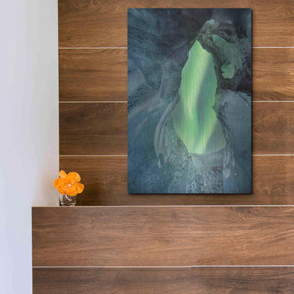 Luxe Metal Art 'Northern Lights Aurora Borealis Over Glacier Ice 1' by Luxe Portfolio, Metal Wall Art,12x16