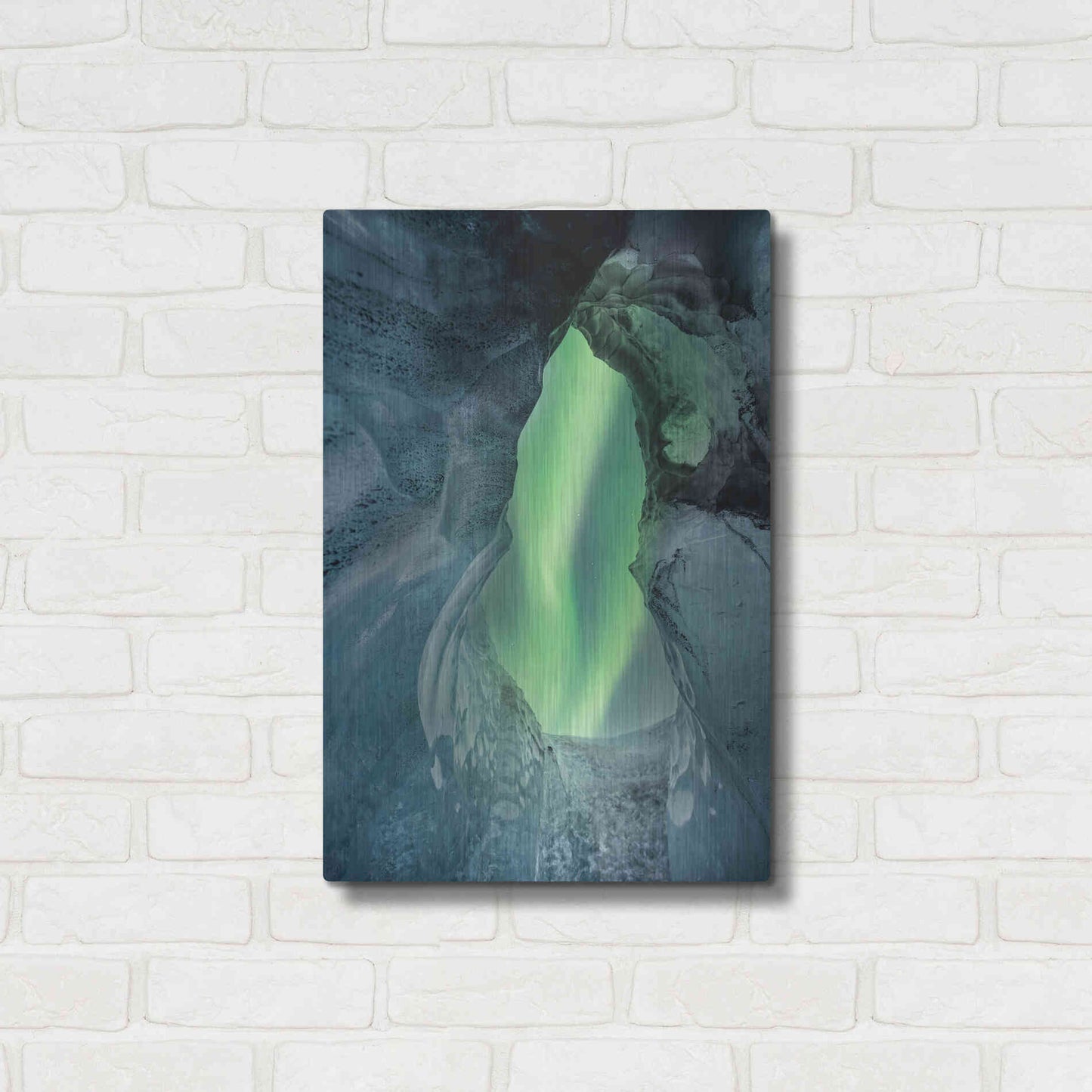 Luxe Metal Art 'Northern Lights Aurora Borealis Over Glacier Ice 1' by Luxe Portfolio, Metal Wall Art,16x24