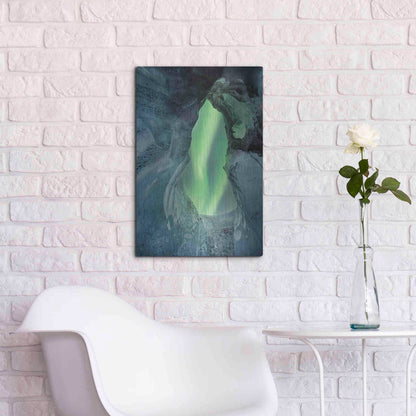 Luxe Metal Art 'Northern Lights Aurora Borealis Over Glacier Ice 1' by Luxe Portfolio, Metal Wall Art,16x24