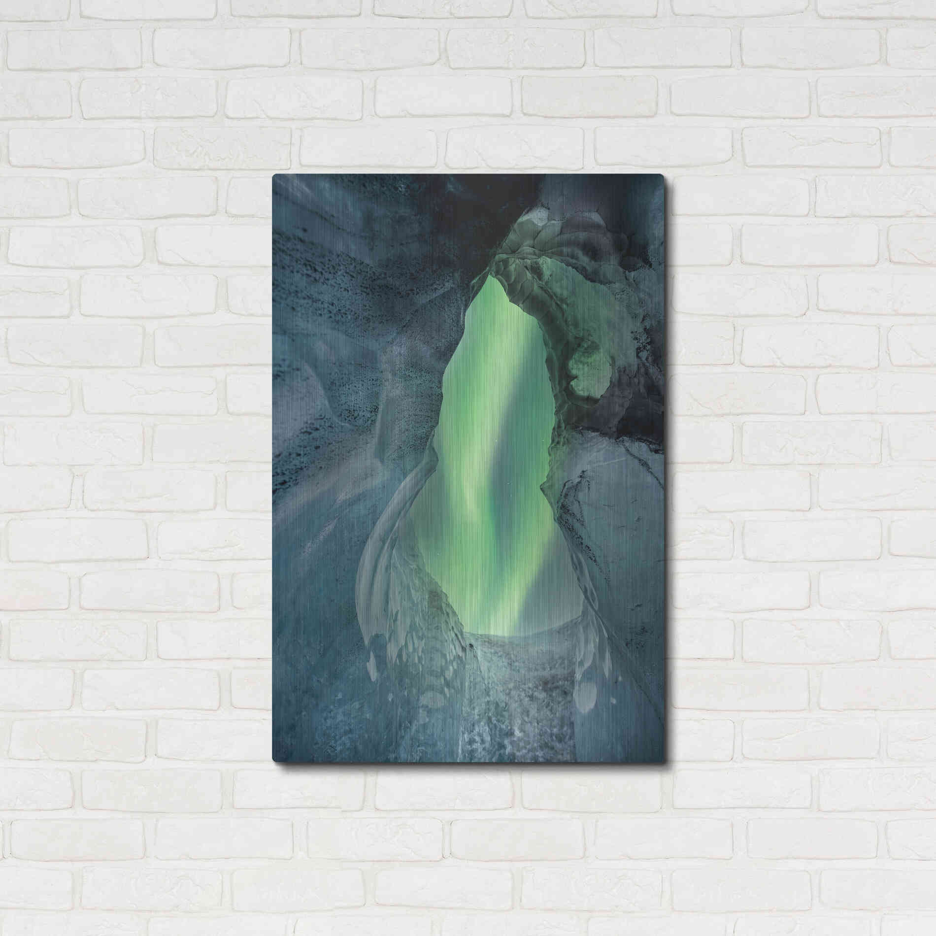 Luxe Metal Art 'Northern Lights Aurora Borealis Over Glacier Ice 1' by Luxe Portfolio, Metal Wall Art,24x36