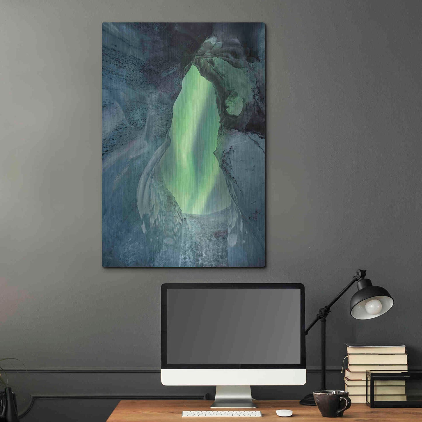 Luxe Metal Art 'Northern Lights Aurora Borealis Over Glacier Ice 1' by Luxe Portfolio, Metal Wall Art,24x36