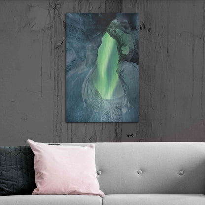 Luxe Metal Art 'Northern Lights Aurora Borealis Over Glacier Ice 1' by Luxe Portfolio, Metal Wall Art,24x36
