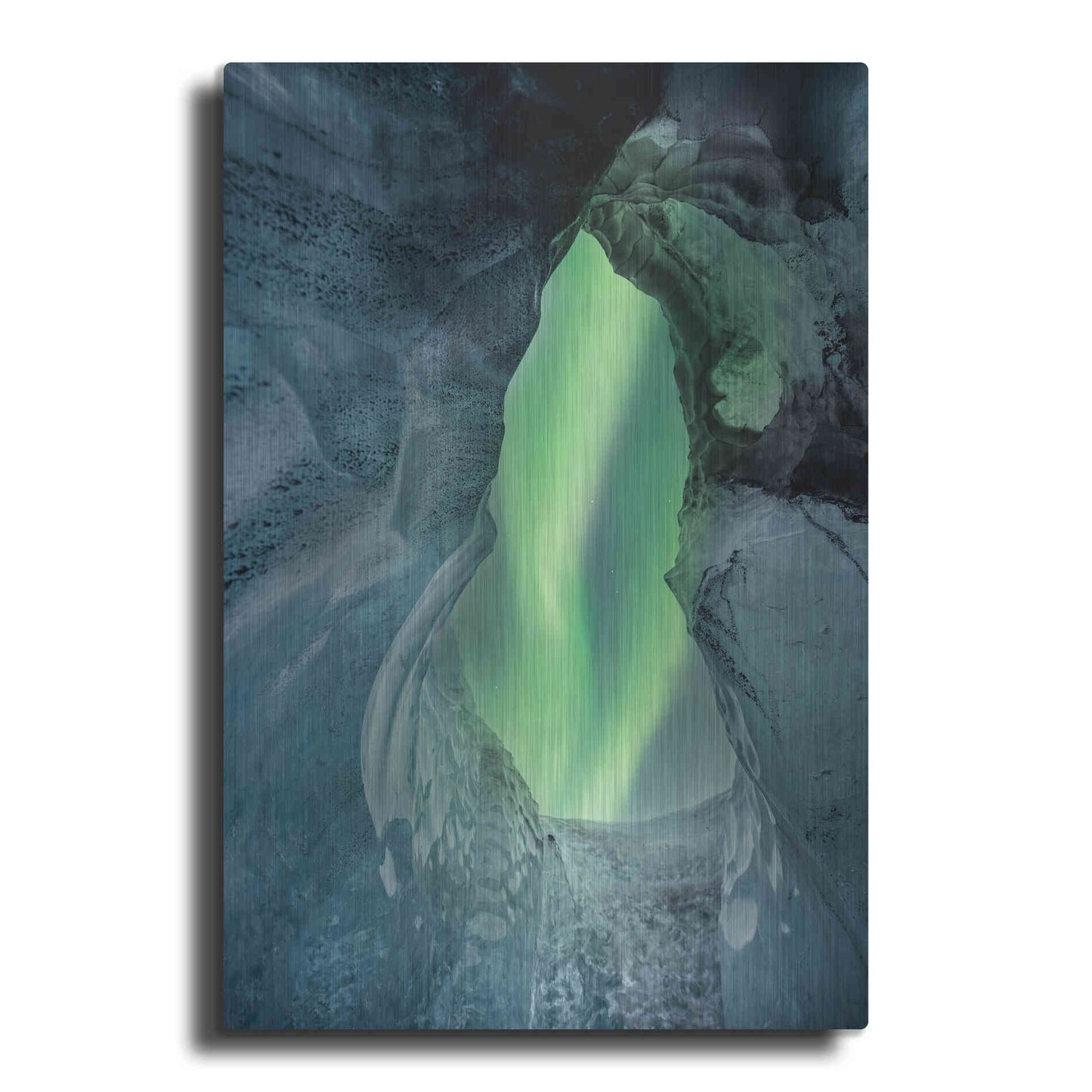 Luxe Metal Art 'Northern Lights Aurora Borealis Over Glacier Ice 1' by Luxe Portfolio, Metal Wall Art