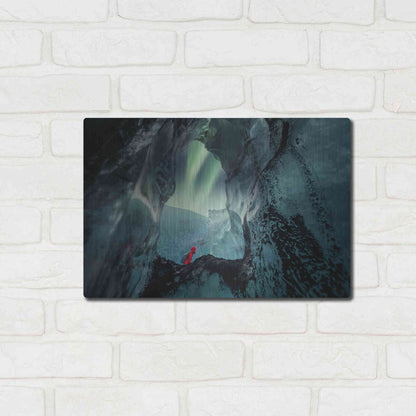 Luxe Metal Art 'Northern Lights Aurora Borealis Over Glacier Ice 2' by Luxe Portfolio, Metal Wall Art,16x12