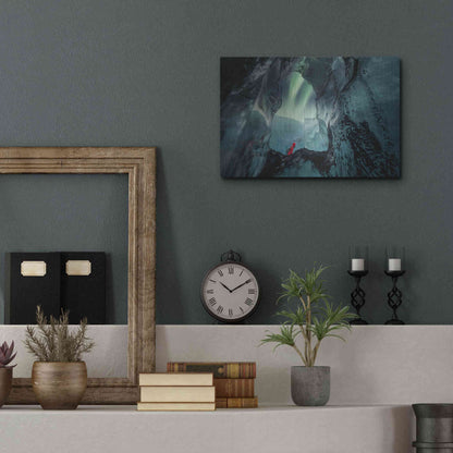 Luxe Metal Art 'Northern Lights Aurora Borealis Over Glacier Ice 2' by Luxe Portfolio, Metal Wall Art,16x12