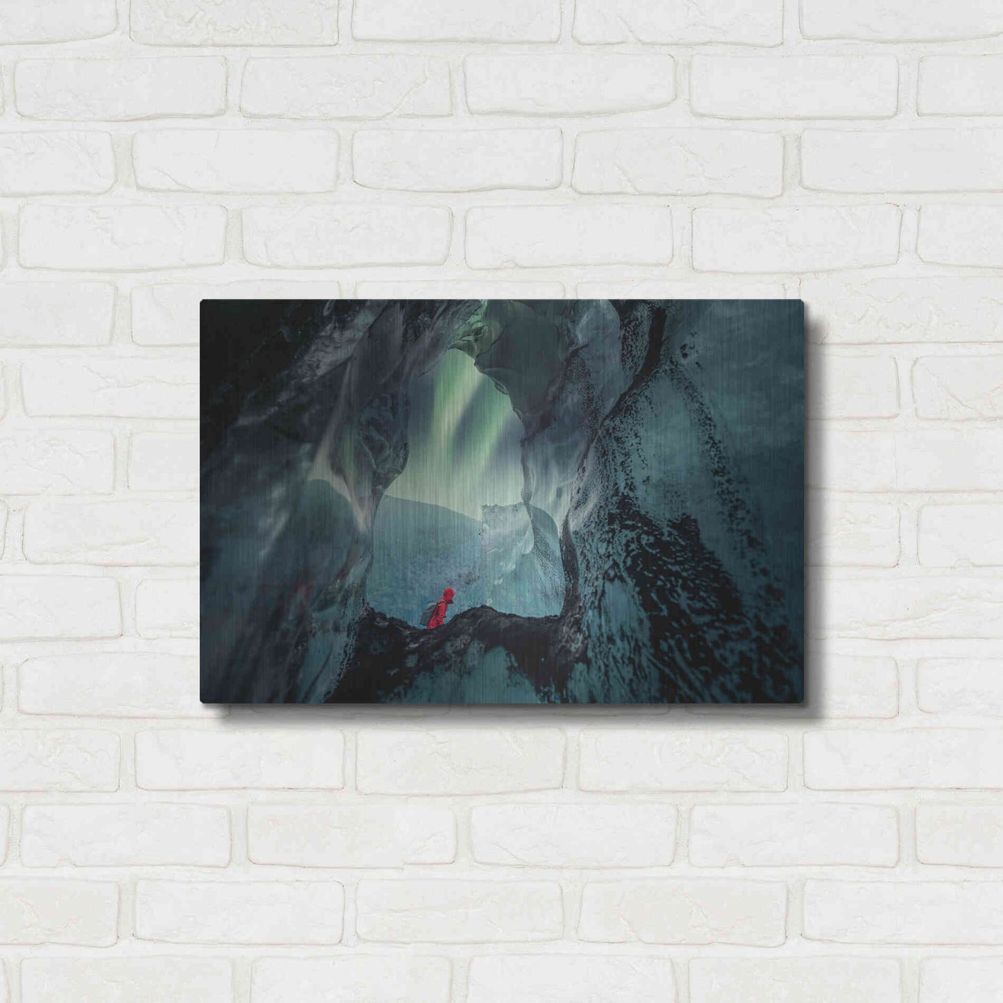 Luxe Metal Art 'Northern Lights Aurora Borealis Over Glacier Ice 2' by Luxe Portfolio, Metal Wall Art,24x16