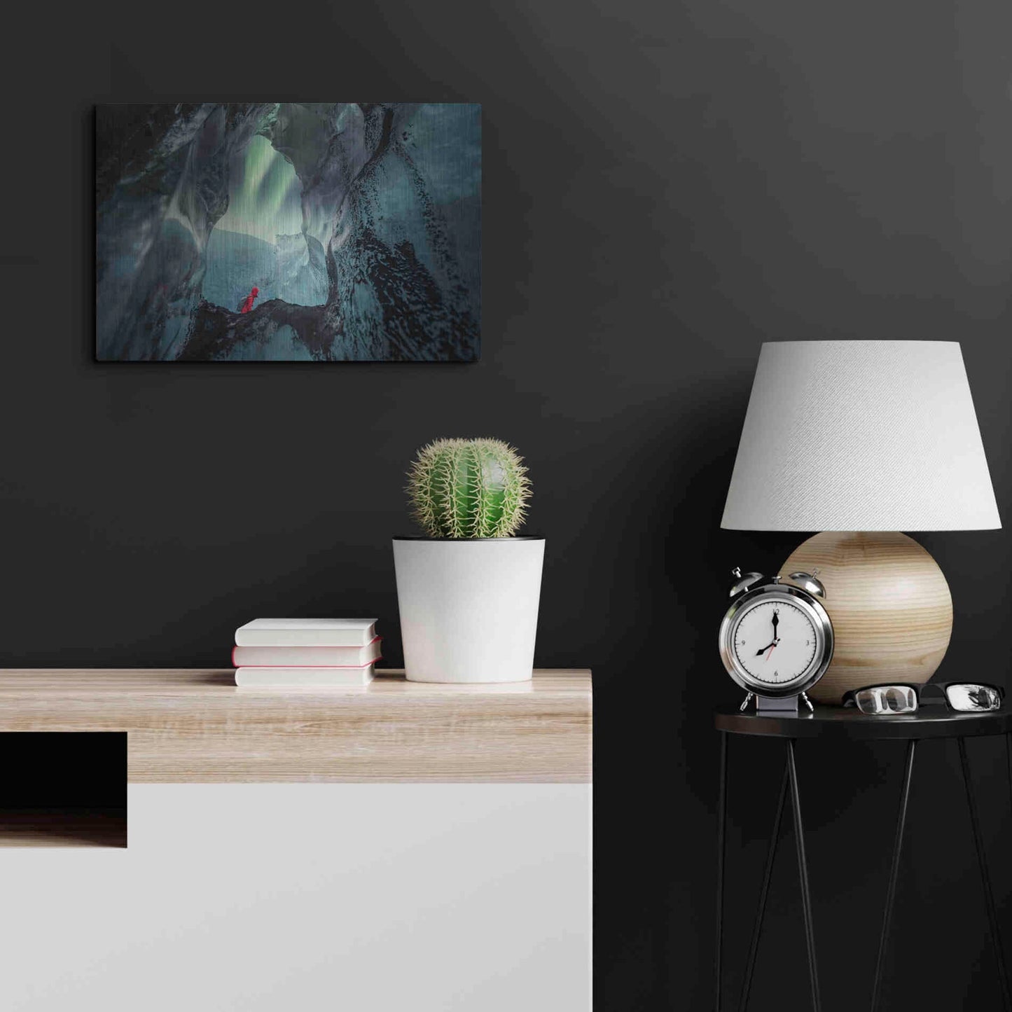 Luxe Metal Art 'Northern Lights Aurora Borealis Over Glacier Ice 2' by Luxe Portfolio, Metal Wall Art,24x16