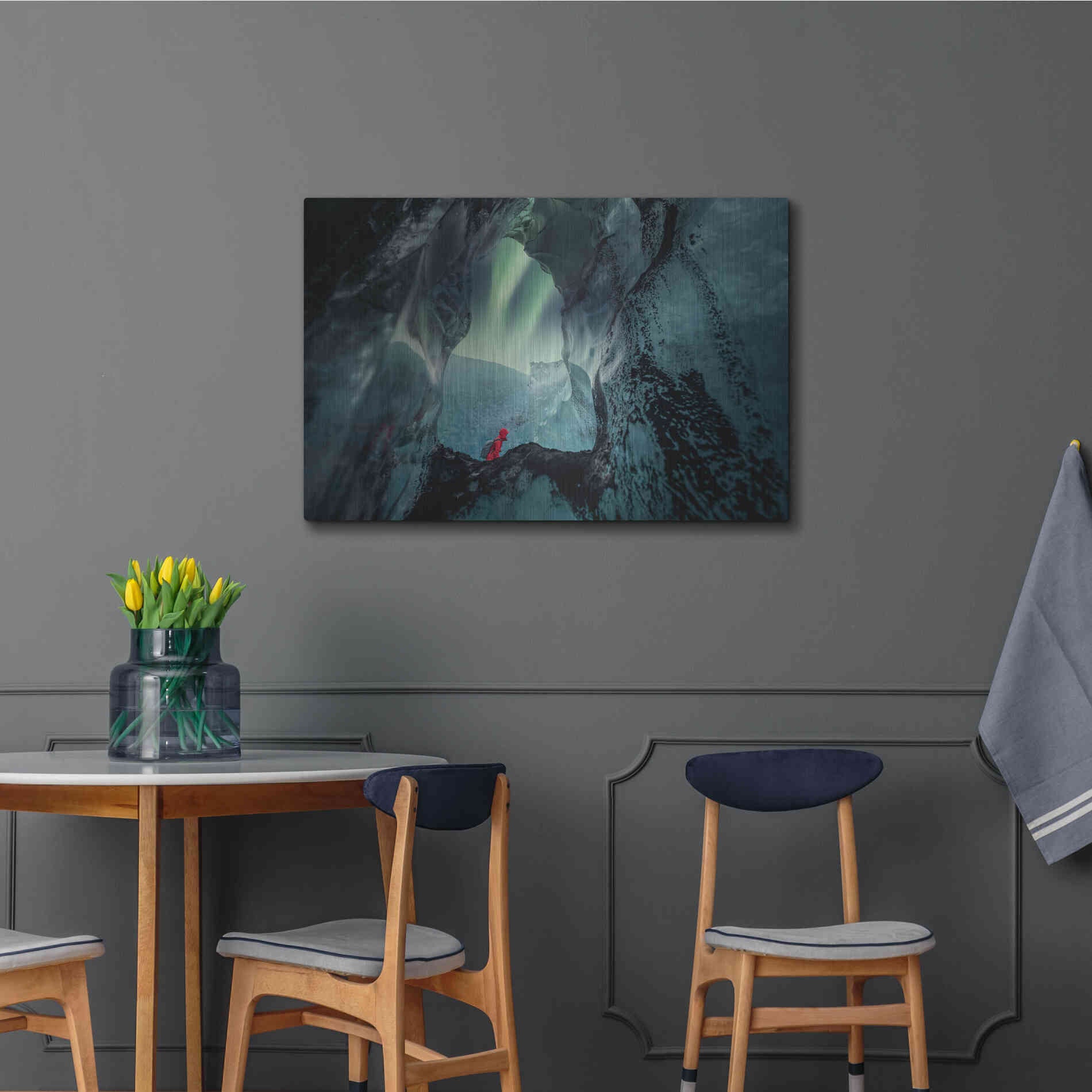 Luxe Metal Art 'Northern Lights Aurora Borealis Over Glacier Ice 2' by Luxe Portfolio, Metal Wall Art,36x24