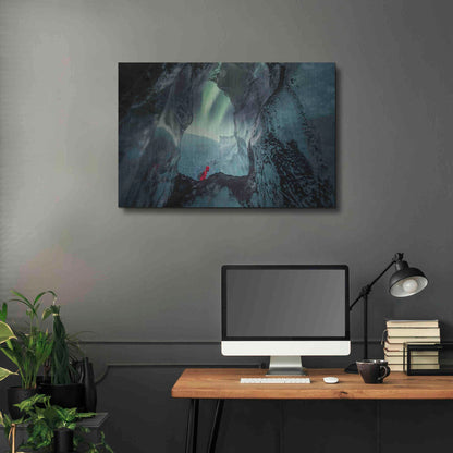 Luxe Metal Art 'Northern Lights Aurora Borealis Over Glacier Ice 2' by Luxe Portfolio, Metal Wall Art,36x24