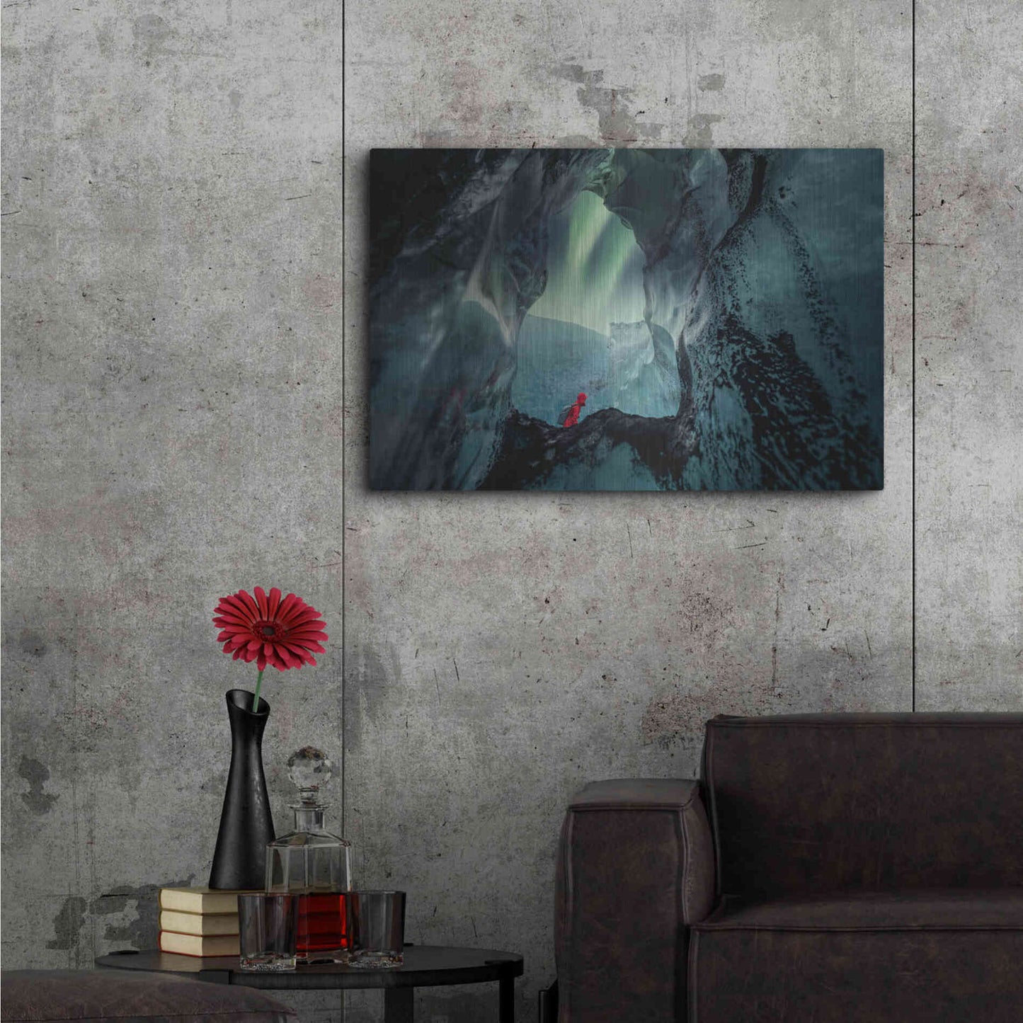 Luxe Metal Art 'Northern Lights Aurora Borealis Over Glacier Ice 2' by Luxe Portfolio, Metal Wall Art,36x24