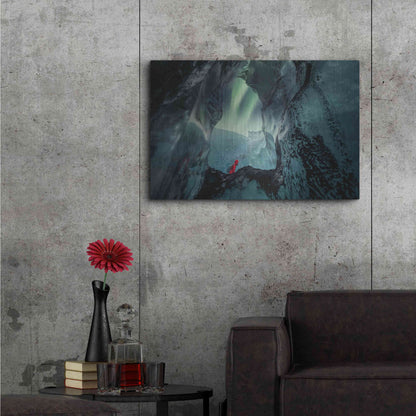 Luxe Metal Art 'Northern Lights Aurora Borealis Over Glacier Ice 2' by Luxe Portfolio, Metal Wall Art,36x24