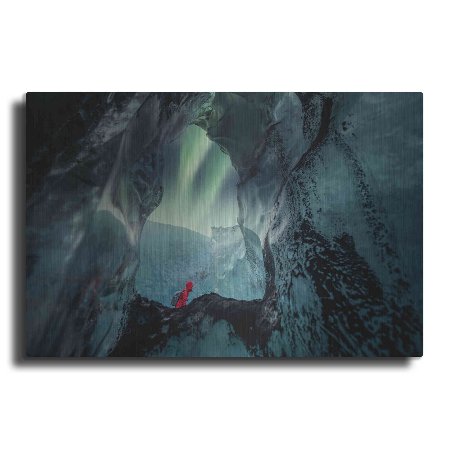 Luxe Metal Art 'Northern Lights Aurora Borealis Over Glacier Ice 2' by Luxe Portfolio, Metal Wall Art