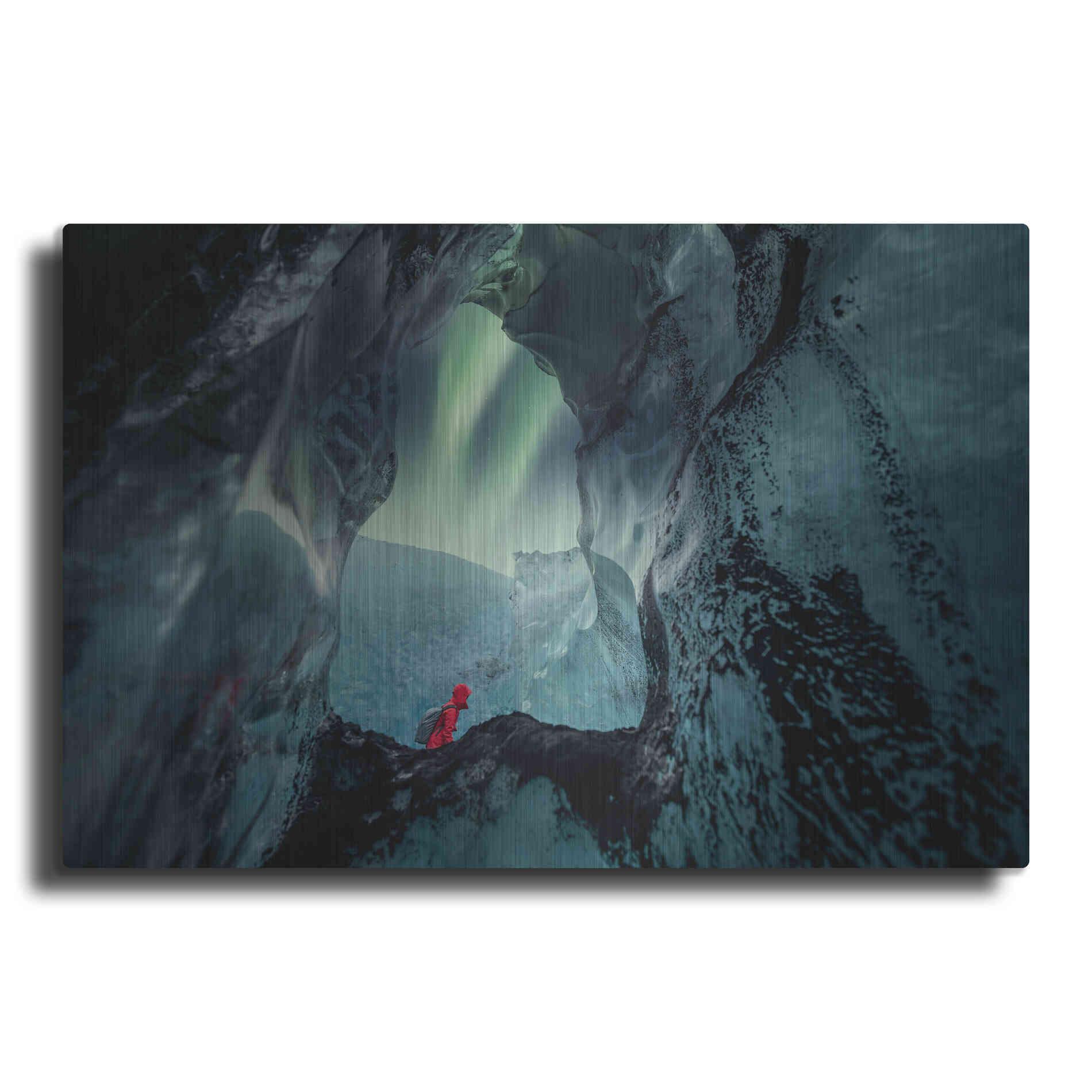 Luxe Metal Art 'Northern Lights Aurora Borealis Over Glacier Ice 2' by Luxe Portfolio, Metal Wall Art