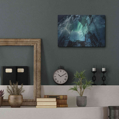 Luxe Metal Art 'Northern Lights Aurora Borealis Over Glacier Ice 3' by Luxe Portfolio, Metal Wall Art,16x12
