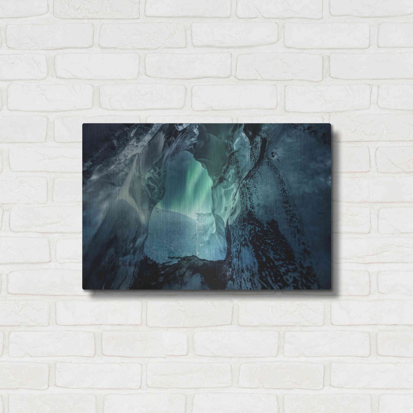 Luxe Metal Art 'Northern Lights Aurora Borealis Over Glacier Ice 3' by Luxe Portfolio, Metal Wall Art,24x16