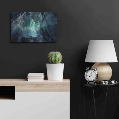 Luxe Metal Art 'Northern Lights Aurora Borealis Over Glacier Ice 3' by Luxe Portfolio, Metal Wall Art,24x16