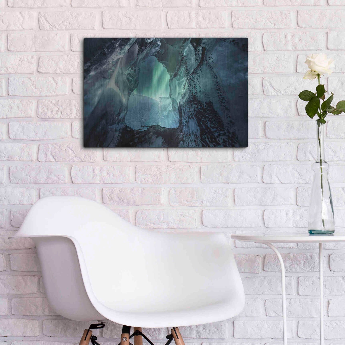 Luxe Metal Art 'Northern Lights Aurora Borealis Over Glacier Ice 3' by Luxe Portfolio, Metal Wall Art,24x16