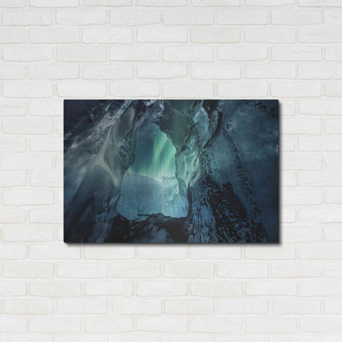 Luxe Metal Art 'Northern Lights Aurora Borealis Over Glacier Ice 3' by Luxe Portfolio, Metal Wall Art,36x24