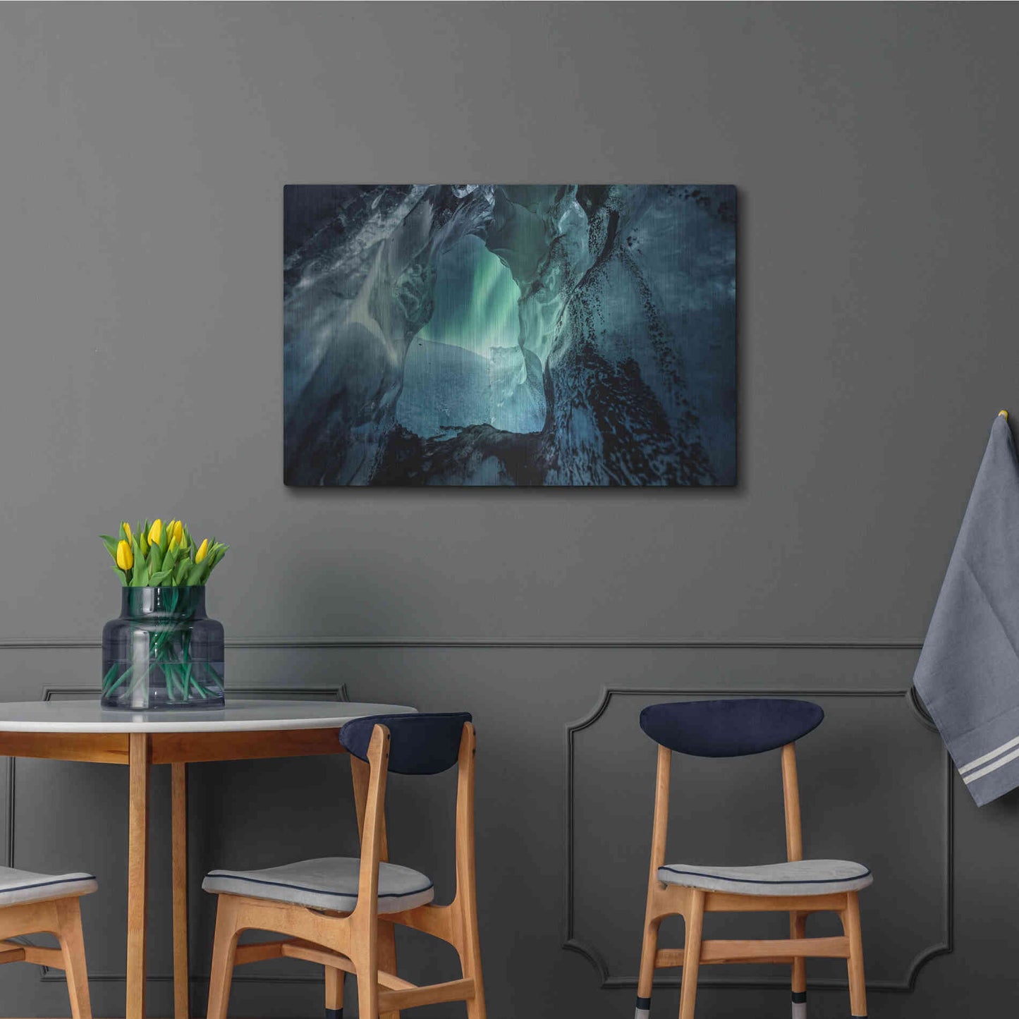 Luxe Metal Art 'Northern Lights Aurora Borealis Over Glacier Ice 3' by Luxe Portfolio, Metal Wall Art,36x24