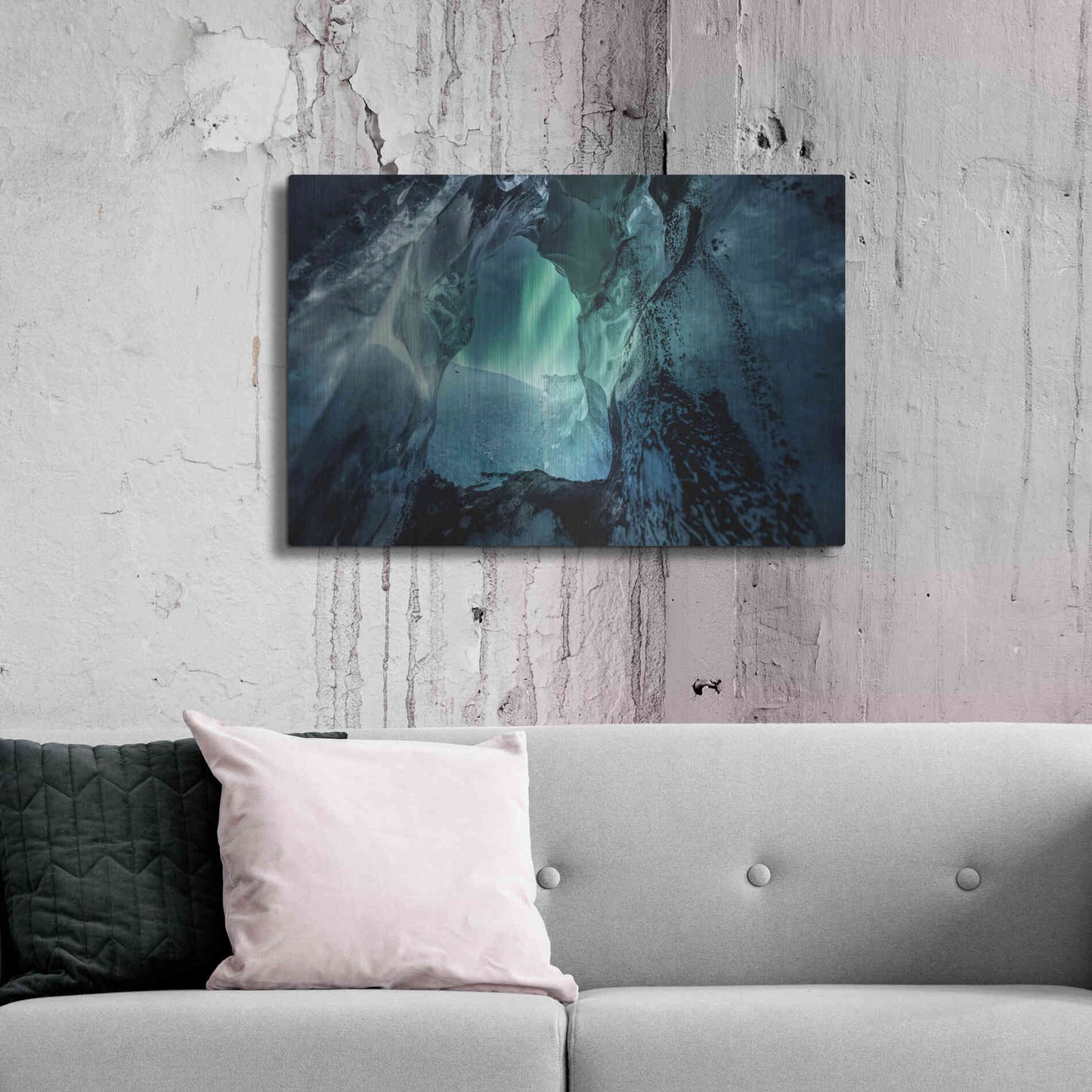 Luxe Metal Art 'Northern Lights Aurora Borealis Over Glacier Ice 3' by Luxe Portfolio, Metal Wall Art,36x24
