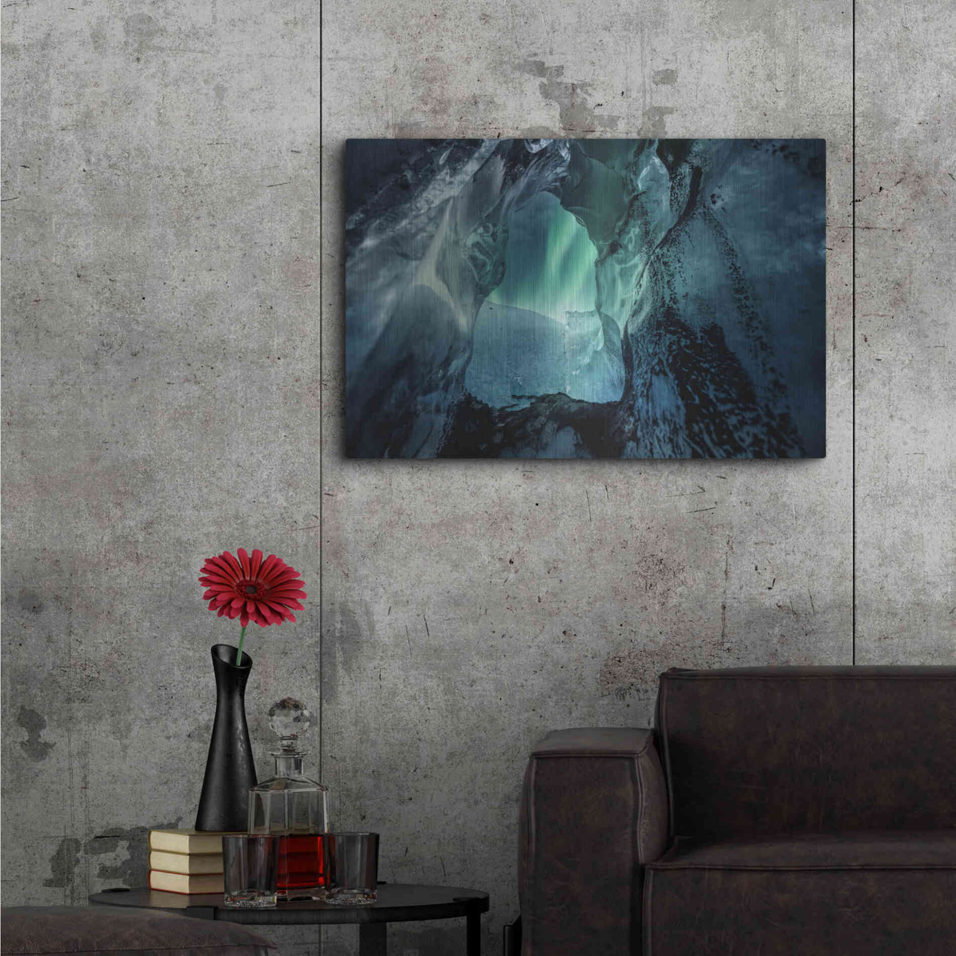 Luxe Metal Art 'Northern Lights Aurora Borealis Over Glacier Ice 3' by Luxe Portfolio, Metal Wall Art,36x24