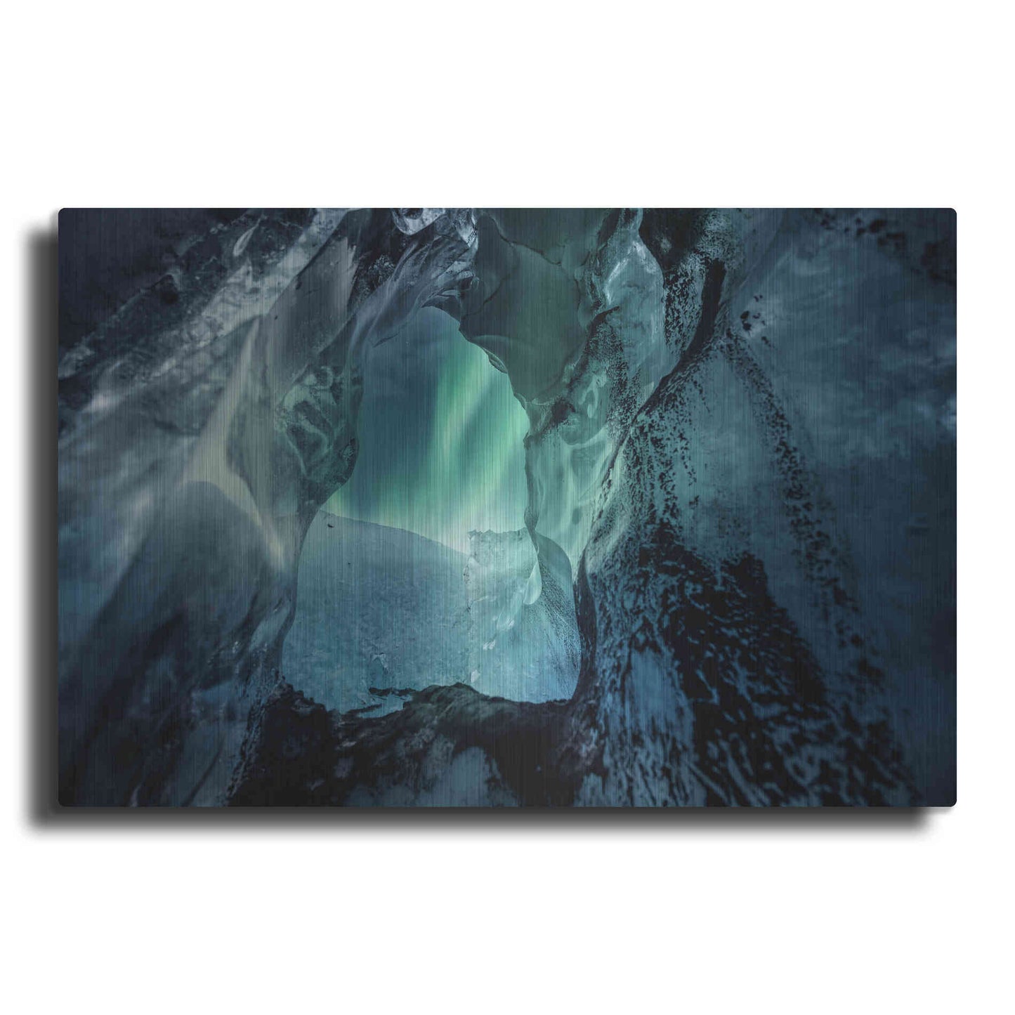 Luxe Metal Art 'Northern Lights Aurora Borealis Over Glacier Ice 3' by Luxe Portfolio, Metal Wall Art