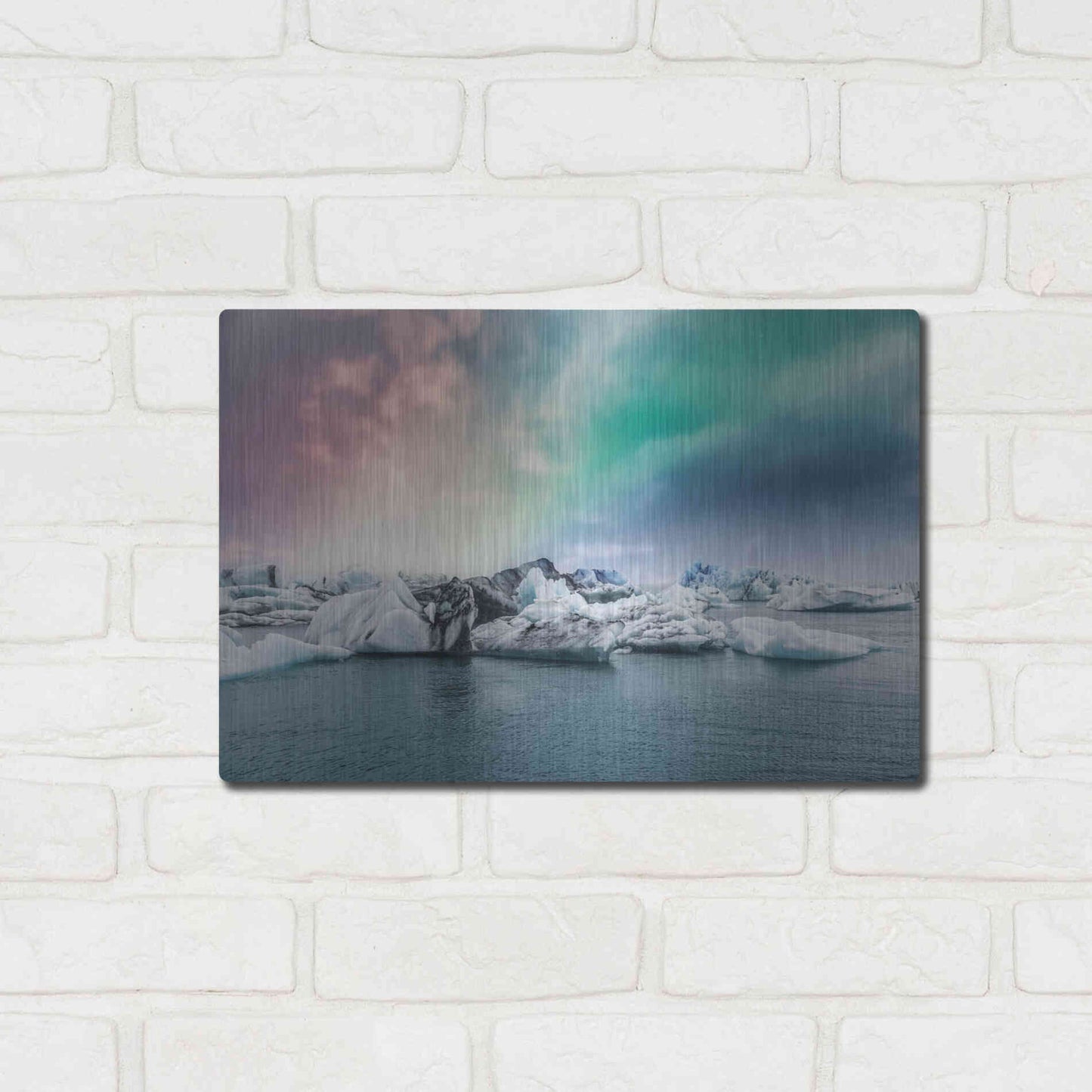 Luxe Metal Art 'Northern Lights Aurora Borealis Over Jokulsarlon' by Luxe Portfolio, Metal Wall Art,16x12