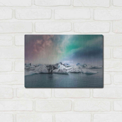 Luxe Metal Art 'Northern Lights Aurora Borealis Over Jokulsarlon' by Luxe Portfolio, Metal Wall Art,16x12