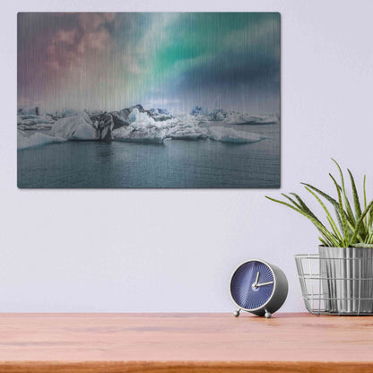 Luxe Metal Art 'Northern Lights Aurora Borealis Over Jokulsarlon' by Luxe Portfolio, Metal Wall Art,16x12