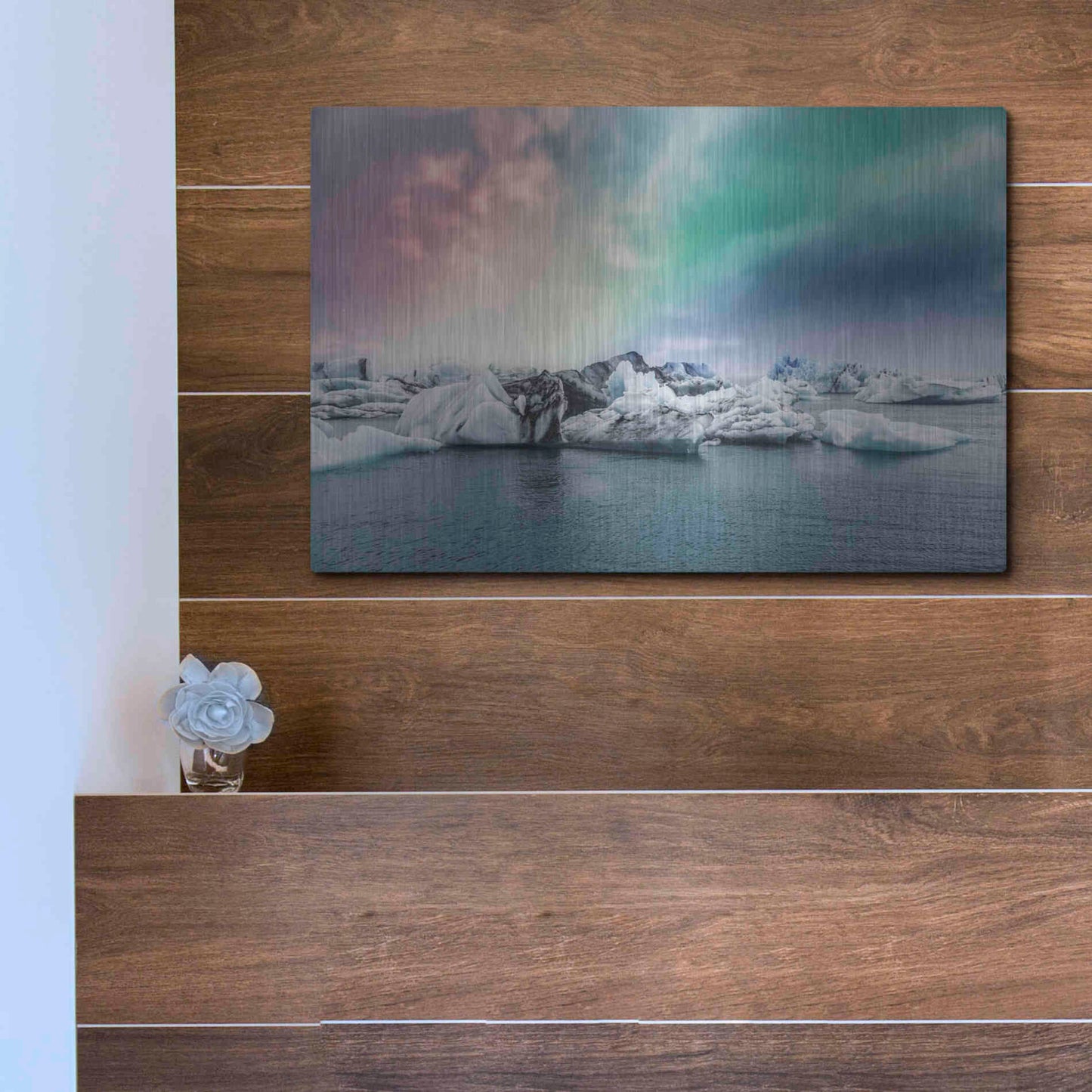 Luxe Metal Art 'Northern Lights Aurora Borealis Over Jokulsarlon' by Luxe Portfolio, Metal Wall Art,16x12