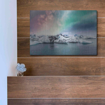 Luxe Metal Art 'Northern Lights Aurora Borealis Over Jokulsarlon' by Luxe Portfolio, Metal Wall Art,16x12