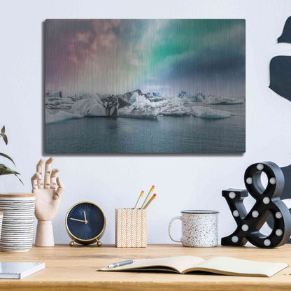 Luxe Metal Art 'Northern Lights Aurora Borealis Over Jokulsarlon' by Luxe Portfolio, Metal Wall Art,16x12