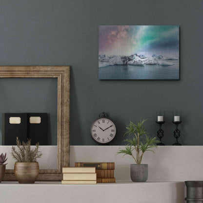 Luxe Metal Art 'Northern Lights Aurora Borealis Over Jokulsarlon' by Luxe Portfolio, Metal Wall Art,16x12