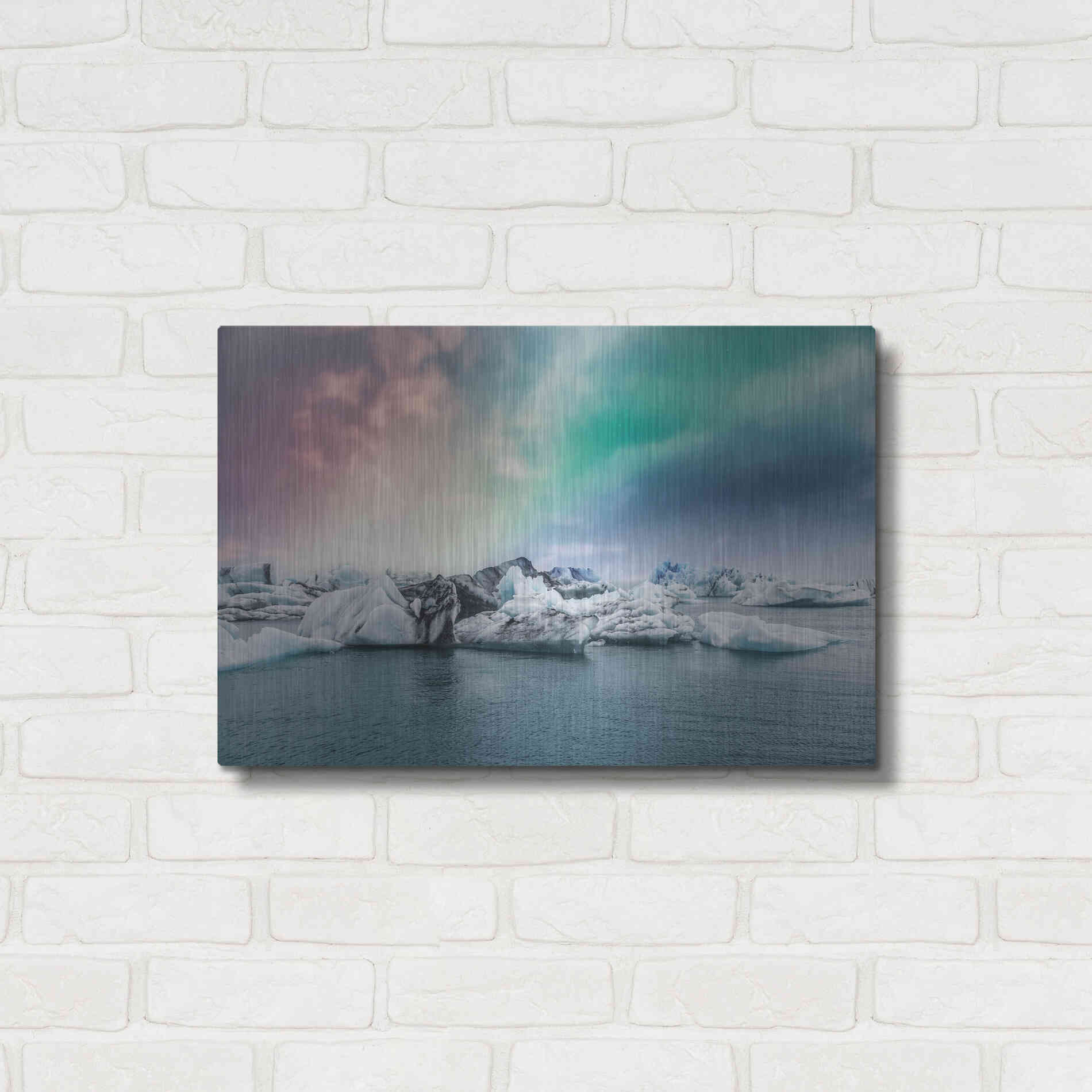 Luxe Metal Art 'Northern Lights Aurora Borealis Over Jokulsarlon' by Luxe Portfolio, Metal Wall Art,24x16