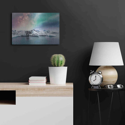 Luxe Metal Art 'Northern Lights Aurora Borealis Over Jokulsarlon' by Luxe Portfolio, Metal Wall Art,24x16