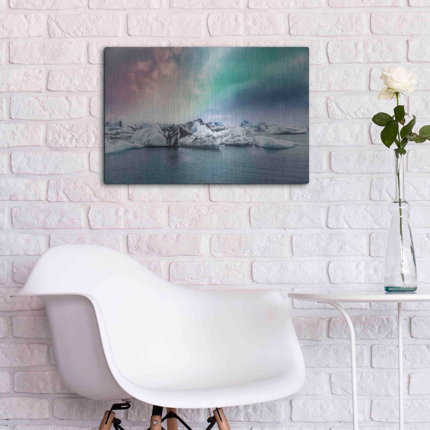 Luxe Metal Art 'Northern Lights Aurora Borealis Over Jokulsarlon' by Luxe Portfolio, Metal Wall Art,24x16