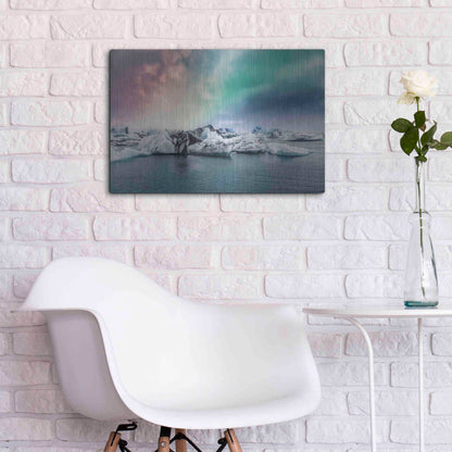 Luxe Metal Art 'Northern Lights Aurora Borealis Over Jokulsarlon' by Luxe Portfolio, Metal Wall Art,24x16
