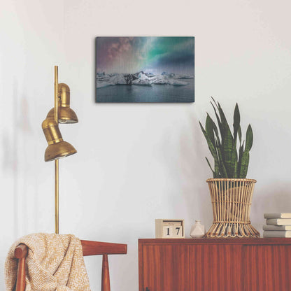 Luxe Metal Art 'Northern Lights Aurora Borealis Over Jokulsarlon' by Luxe Portfolio, Metal Wall Art,24x16