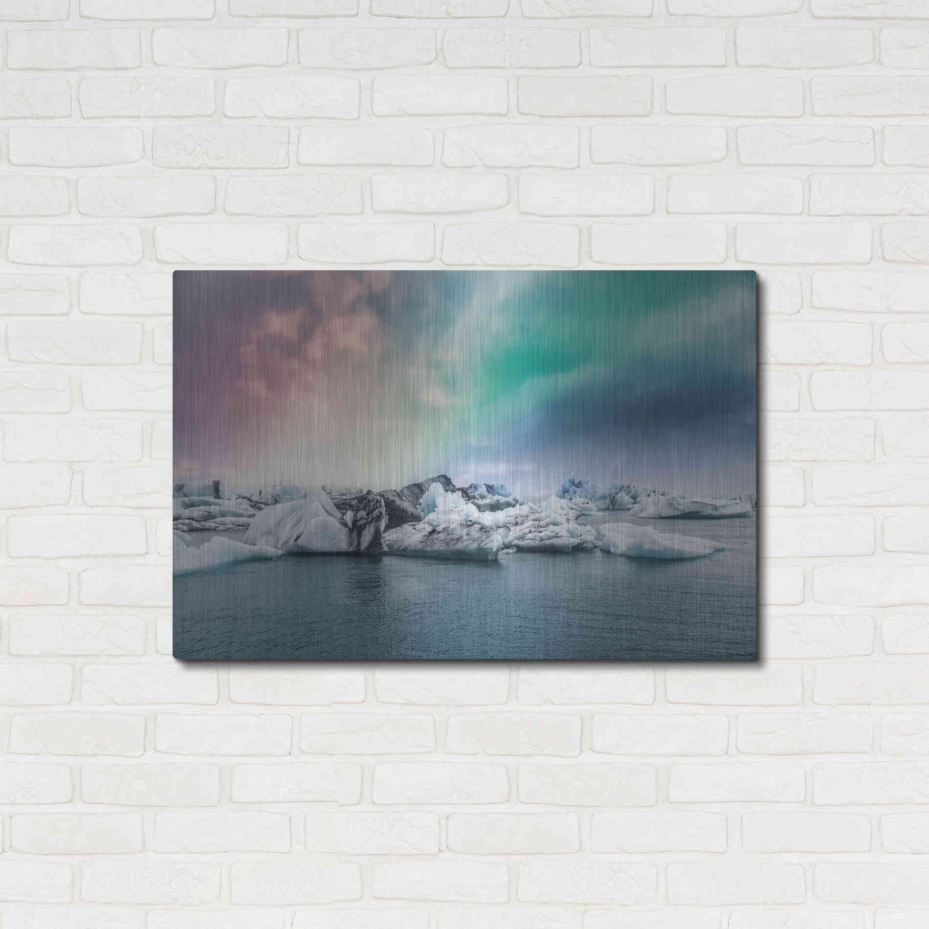 Luxe Metal Art 'Northern Lights Aurora Borealis Over Jokulsarlon' by Luxe Portfolio, Metal Wall Art,36x24