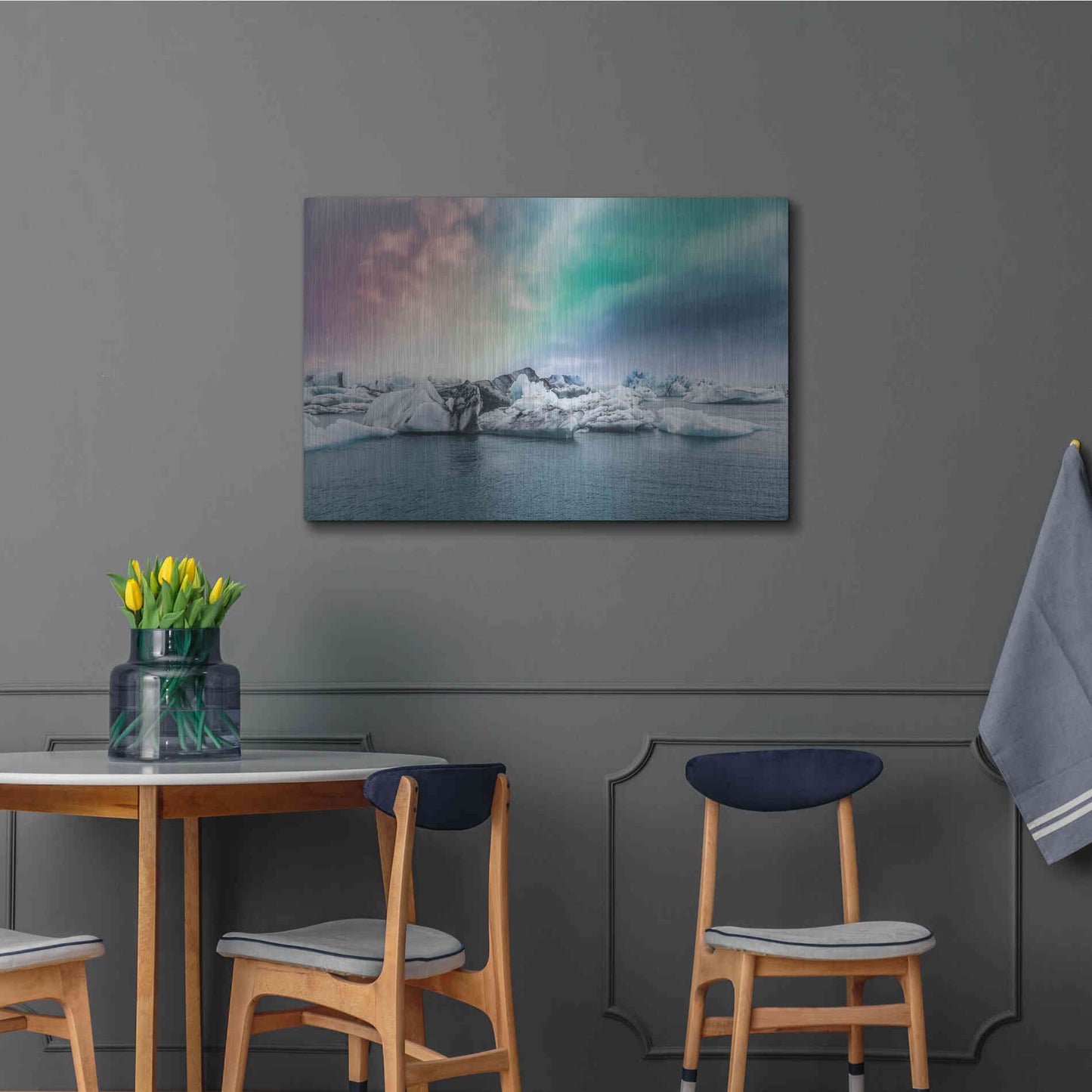 Luxe Metal Art 'Northern Lights Aurora Borealis Over Jokulsarlon' by Luxe Portfolio, Metal Wall Art,36x24