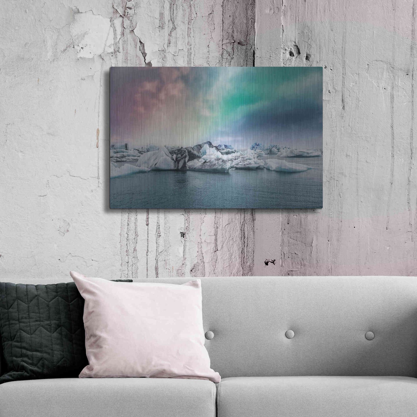 Luxe Metal Art 'Northern Lights Aurora Borealis Over Jokulsarlon' by Luxe Portfolio, Metal Wall Art,36x24