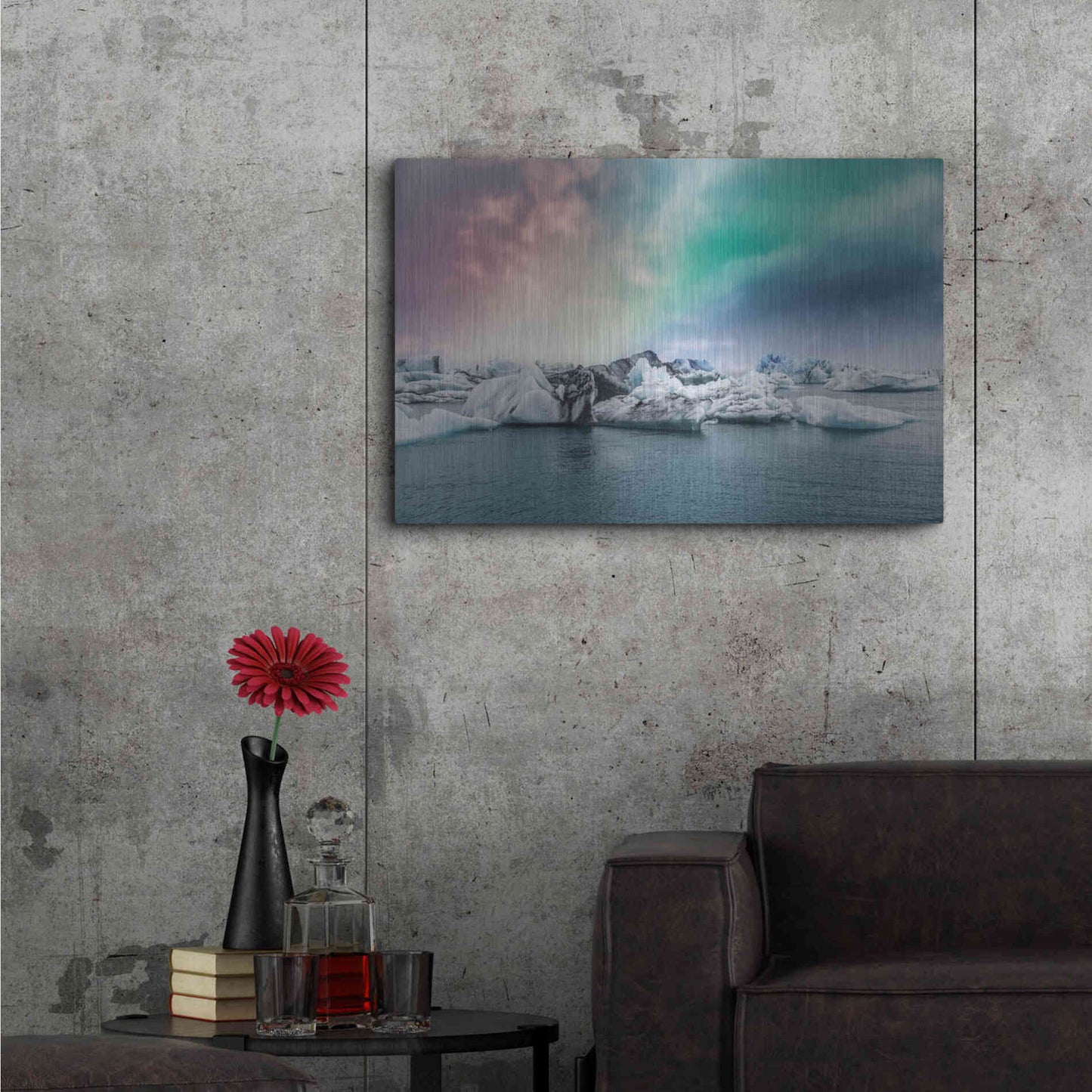 Luxe Metal Art 'Northern Lights Aurora Borealis Over Jokulsarlon' by Luxe Portfolio, Metal Wall Art,36x24