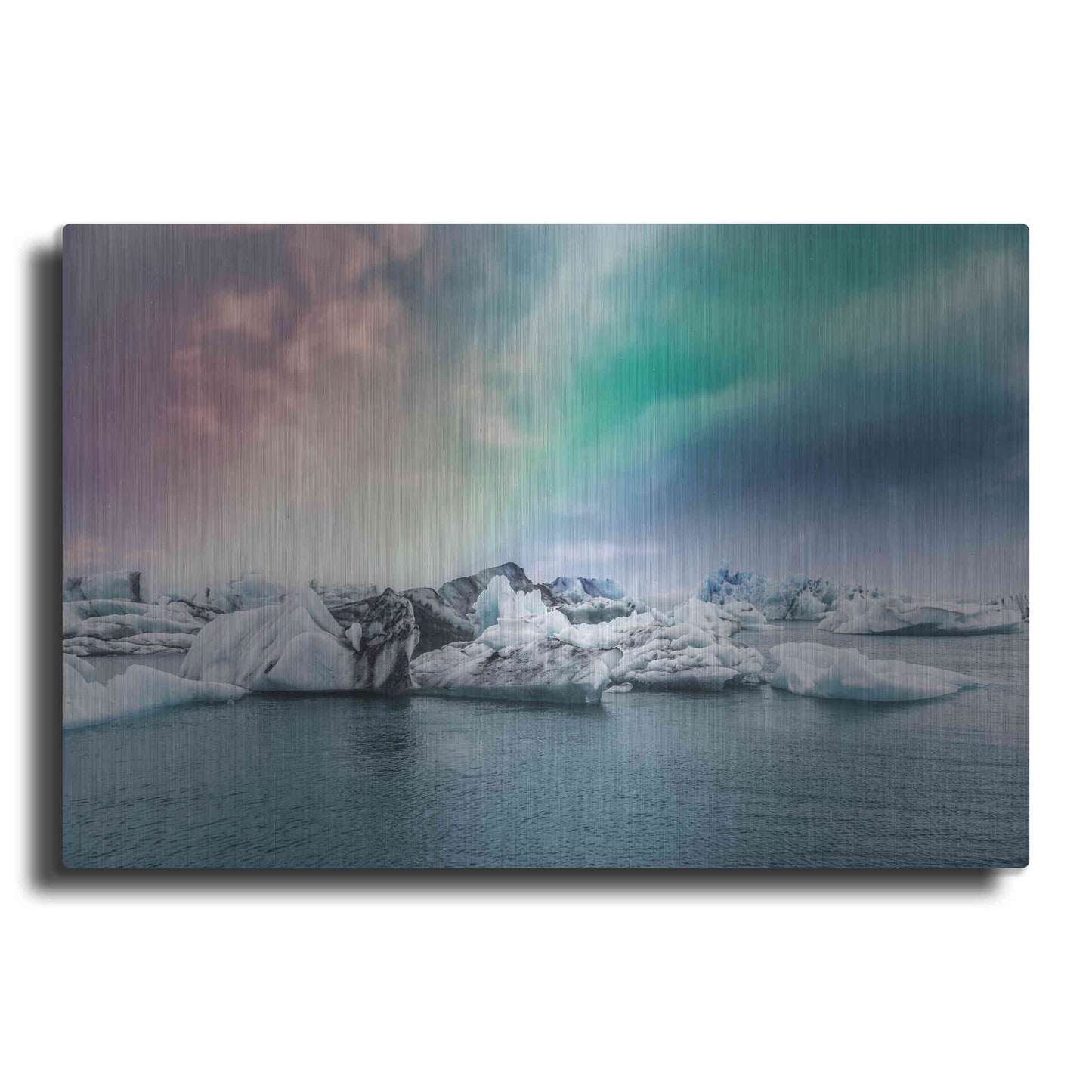 Luxe Metal Art 'Northern Lights Aurora Borealis Over Jokulsarlon' by Luxe Portfolio, Metal Wall Art