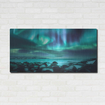 Luxe Metal Art 'Northern Lights Aurora Borealis Over Ocean' by Luxe Portfolio, Metal Wall Art,48x24